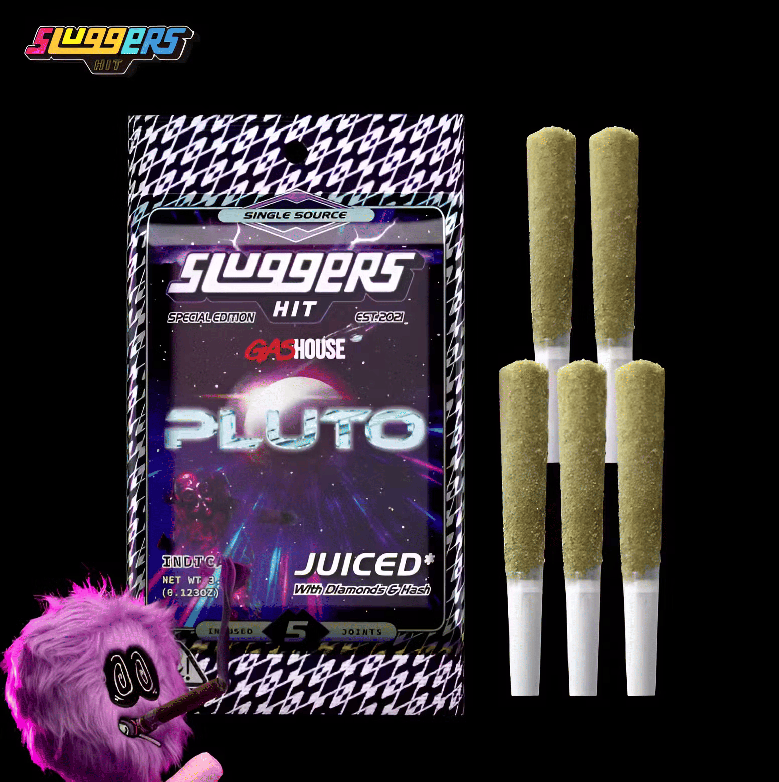 Sluggers x Gashouse - Pluto - Juiced - Infused Pre-Rolls (5 Pack) by Sluggers